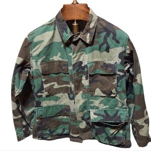 Vintage BDU Coat Hot Weather Woodland Camo US ARMY Military Jacket Size Small